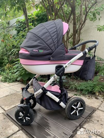 Детская коляска verdi pepe eco 3 в 1 розовая