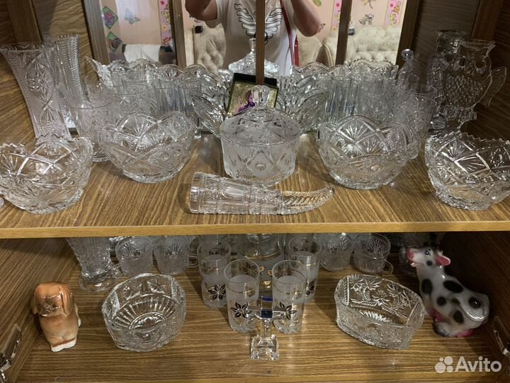 Цена16 Богемский хрустальЦена за все вазы,салатник