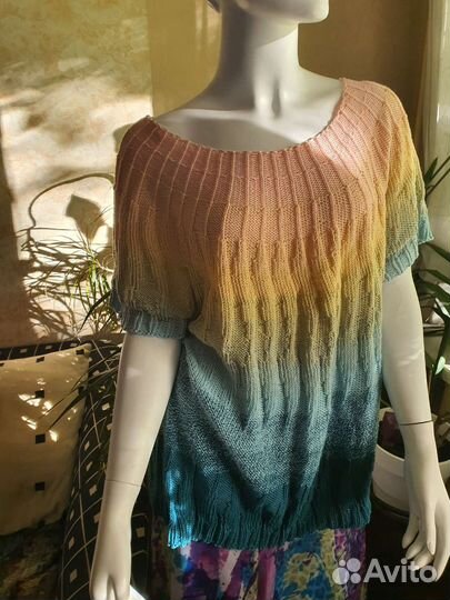 Вязаный джемпер/туника. Ручная работа. Оверсайз