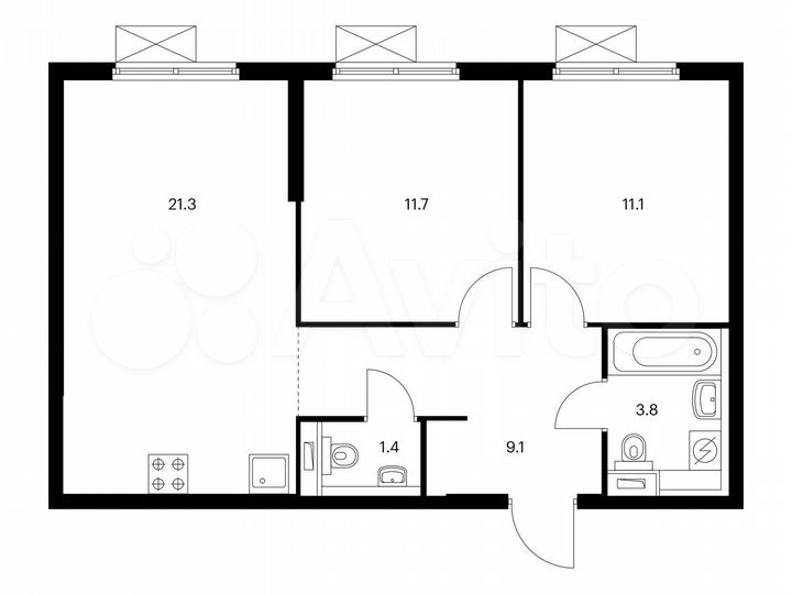 2-к. квартира, 58,4 м², 20/25 эт.