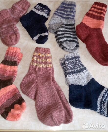 Носки ручной вязки шерстяные