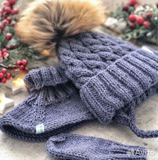 Шапка снуд варежки