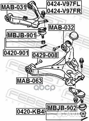 Сайлентблок переднего нижнего рычага MAB-032