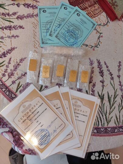 Слитки золото 10гр, 1гр итого 53гр 999,99