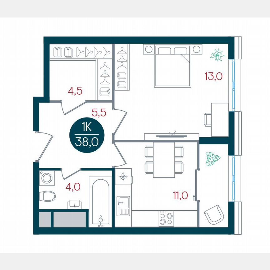 1-к. квартира, 38 м², 29/32 эт.