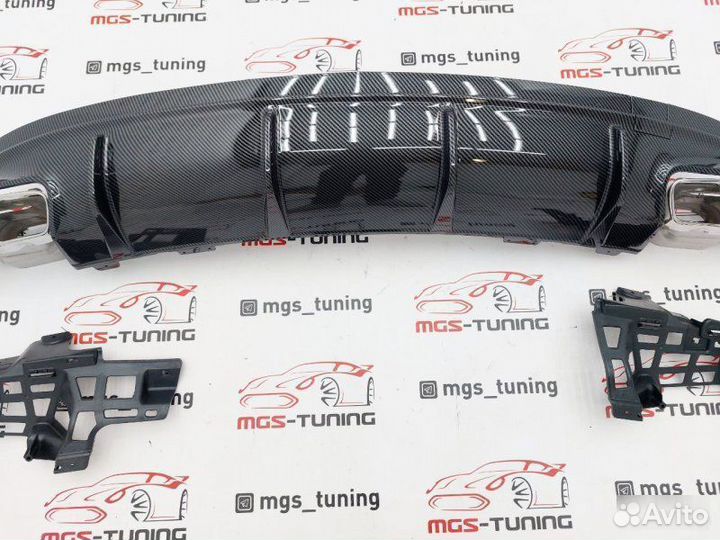 Диффузор CLA45 AMG С117 под карбон + насадки хром