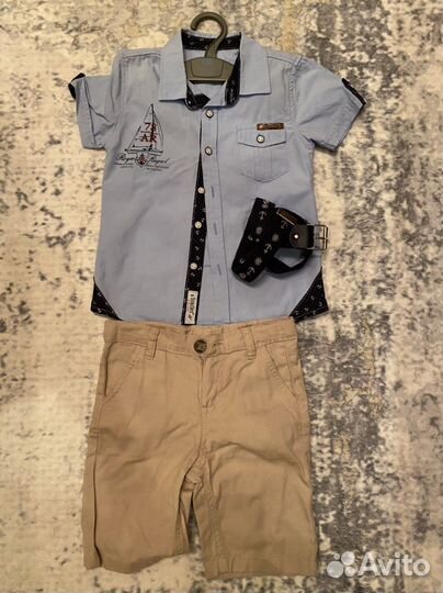 Шорты рубашка комплект на мальчика 104