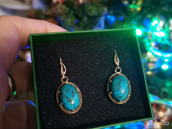 Серьги серебряные с бирюзой