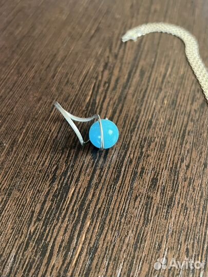 Кольцо с натуральной бирюзой