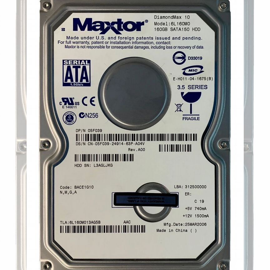 [5F039] Жесткий Диск Dell 160gb Sata2 3,5" Hdd 5f039