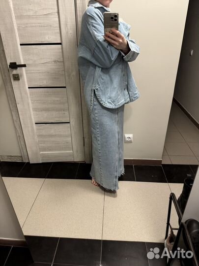 Джинсовая рубашка оверсайз