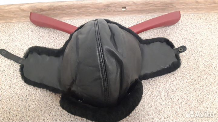 Шапка муж Ушанка из нат кожи и меха