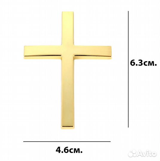 Металлическая наклейка на авто крест шильдик