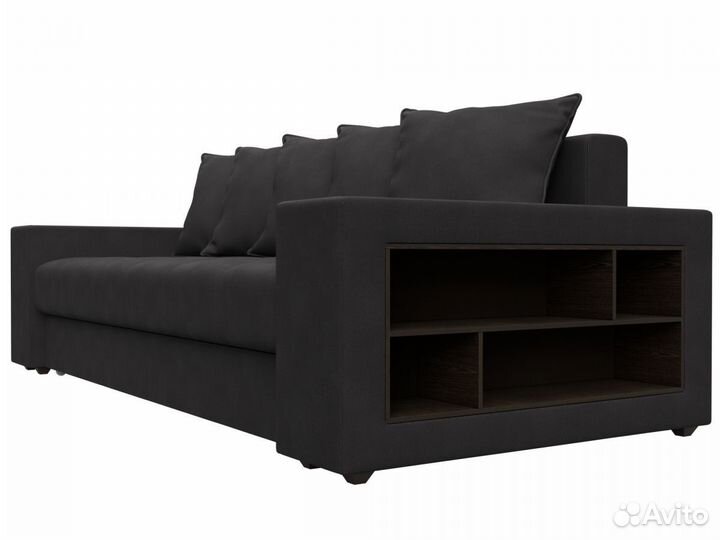 Диван прямой Дубай полки справа, замша, joly 08 коричневый