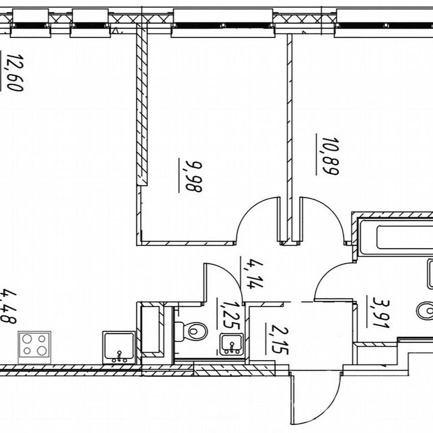 2-к. квартира, 49,4 м², 2/12 эт.