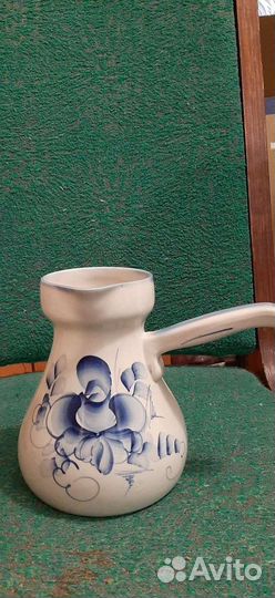 Турка керамическая ручная работа гжель