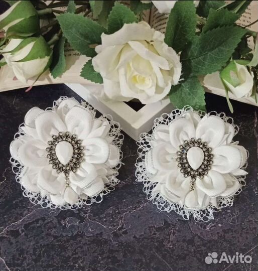 Банты для волос белые