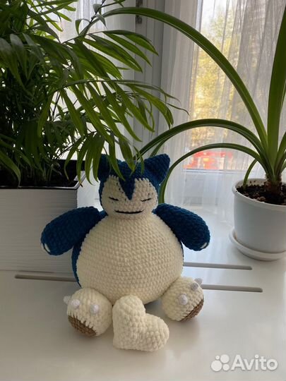 Плюшевый Снорлакс вязанный крючком ручной работы