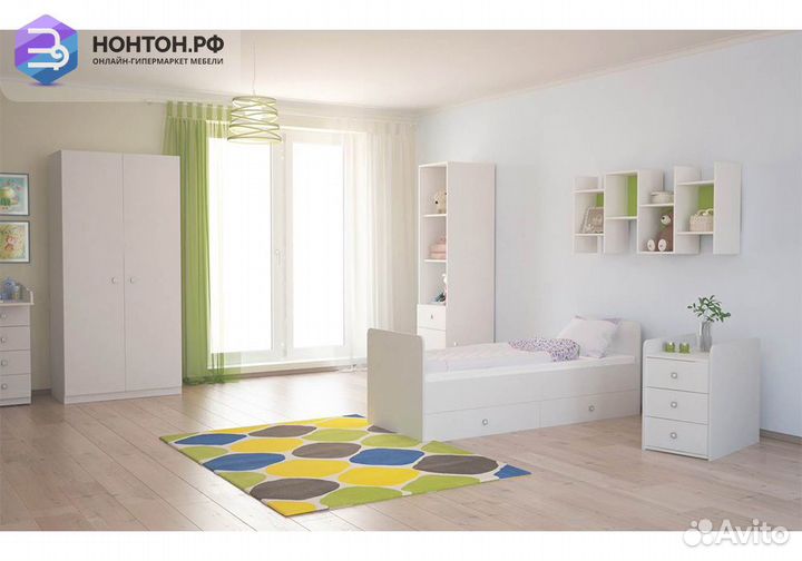 Кроватка детская Simple 1100 с комодом белый