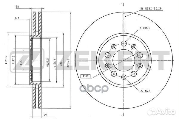 Диск торм. перед. Audi A1 10- A3 96- Skoda Fa