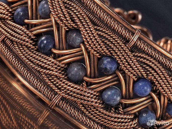 Браслет Содалит Медь Ручная работа WireWrapArt