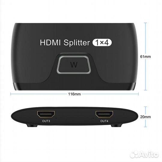 Hdmi splitter активный, на 4 выхода с поддержкой 4