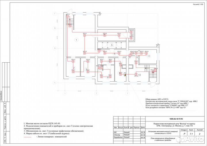 Проектирование пожарной сигнализации, слаботочка