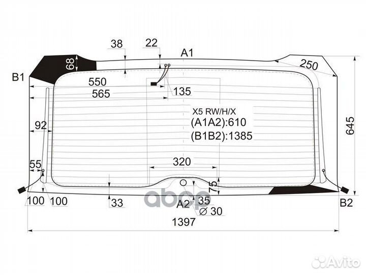 Стекло заднее с обогревом BMW X5 E53 00-06 X5 R