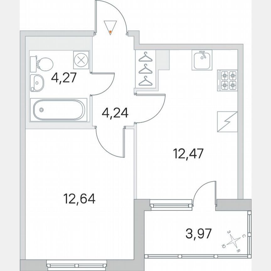 1-к. квартира, 35,6 м², 5/5 эт.