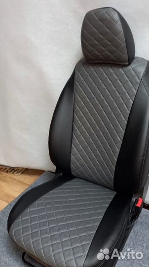Чехлы на Ниссан Кашкай вставка серая