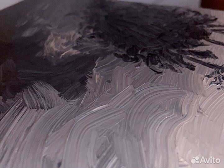 Картина маслом на холсте, пейзаж перед бурей