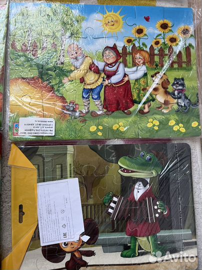 Мягкие пазлы 5 шт + пазл с кнопками