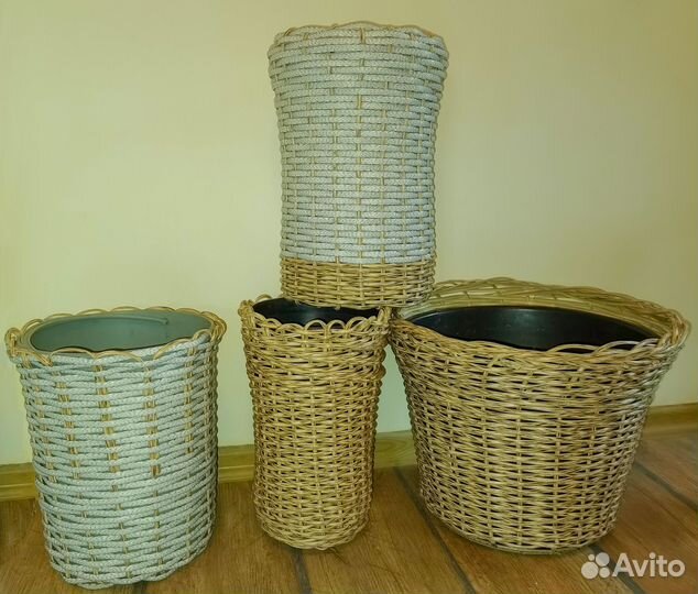 Кашпо напольное из ротанга