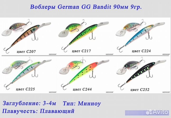 Воблеры German GG Bandit 90мм (Bandit B-Shad)