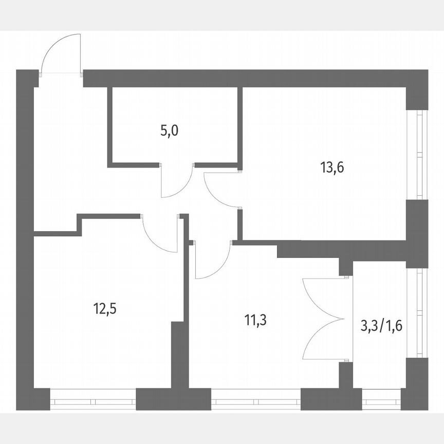 2-к. квартира, 55,8 м², 6/13 эт.