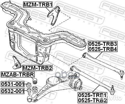 Втулка с эксцентриком зад прав/лев mazda TR