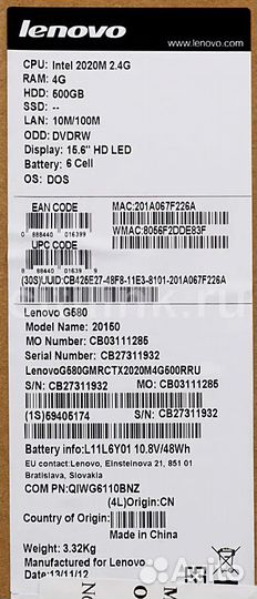 Ноутбук Lenovo G580