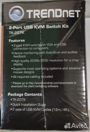 Коммутатор trendnet TK-207K двухпортовый KVM-пере