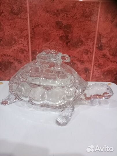 Хрустальная черепаха(шкатулка,ваза, конфетница)