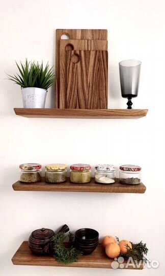 Полка настенная навесная парящая из дуба новая