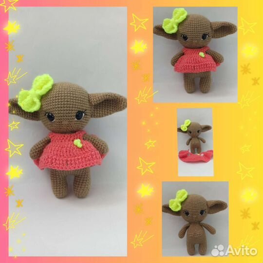 Вязаные игрушки Бык/ Заяц/ Йода/Мишка