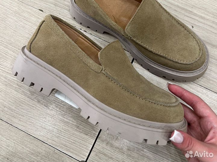 Лоферы женские натуральная замша 38