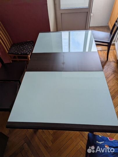 Стол обеденный раздвижной со стульями бу