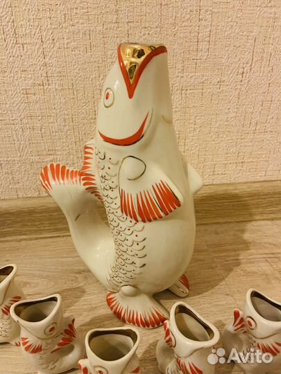 Набор питейный ликеро-водочный Рыбы 1957-1960гг