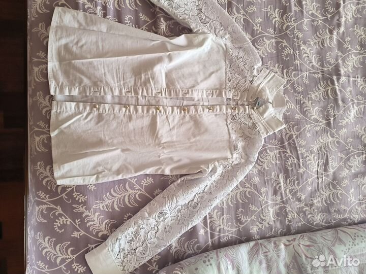 Рубашка белая для девочки 140