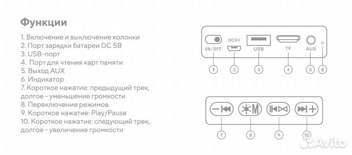 Портативная колонка Fumiko Voodoo с подсветкой