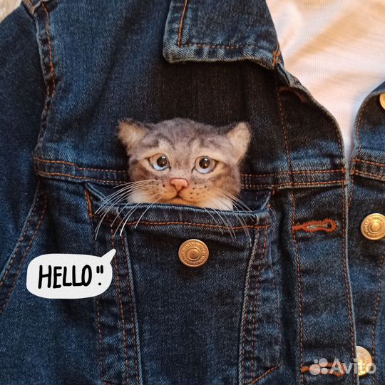 Брошь Котенок (валяная)