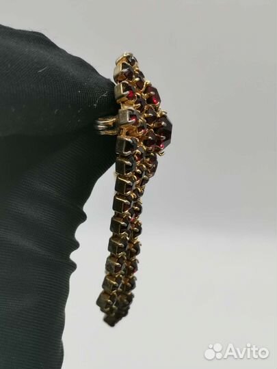 Брошь с красными камнями Винтаж Бижутерия (Ч)
