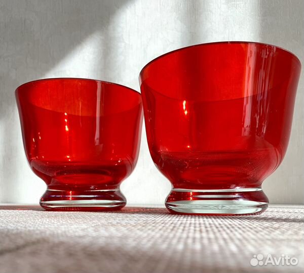 Рубиновое стекло СССР чашка вазочка