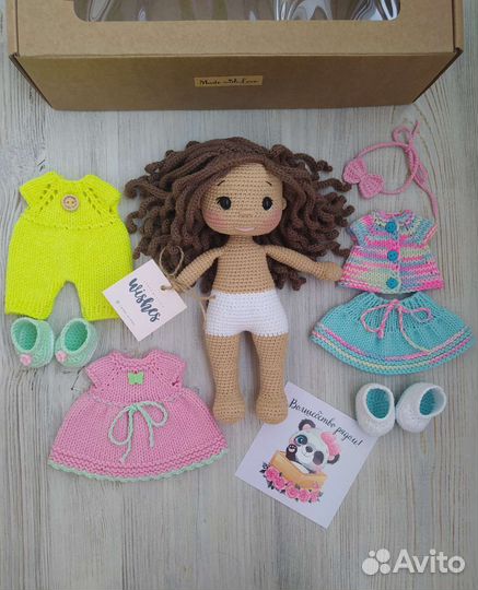 Кукла ручной работы вязаная